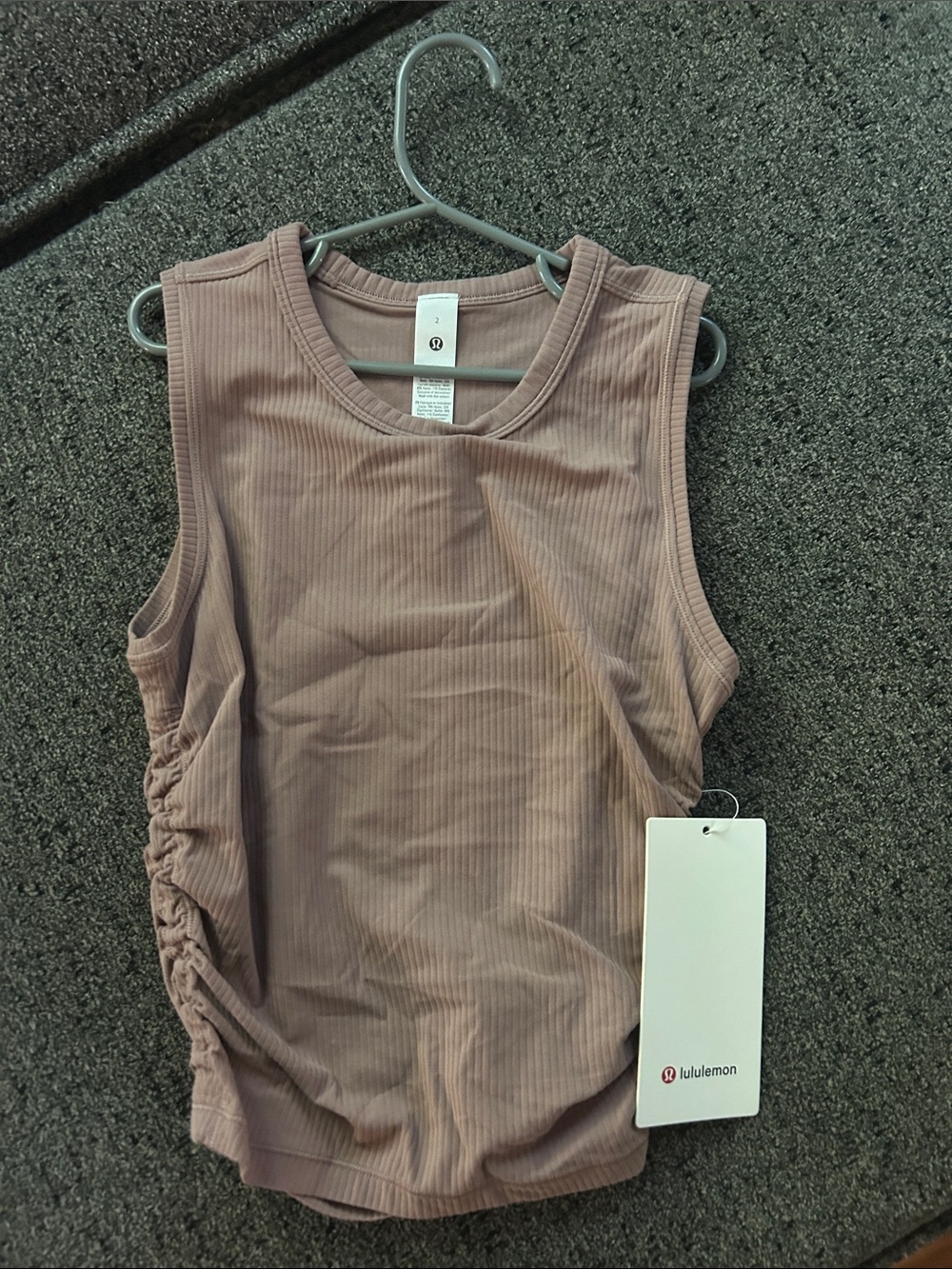 lululemon athletica Ribbed Side-Ruched Tank Top in Mauve Taupe